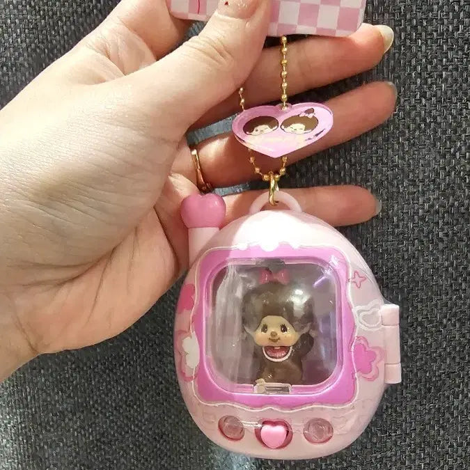 [BUNJANG] Monchhichi Tamagotchi Keychain Pink / 몬치치 다마고치 키링 핑크