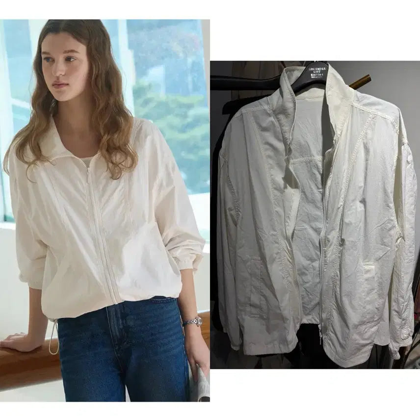 [BUNJANG] Drawfit Woman Oversized Zip-Up Windbreaker White / (새상품/정가119,000원) 드로우핏우먼 집업 윈드브레이커