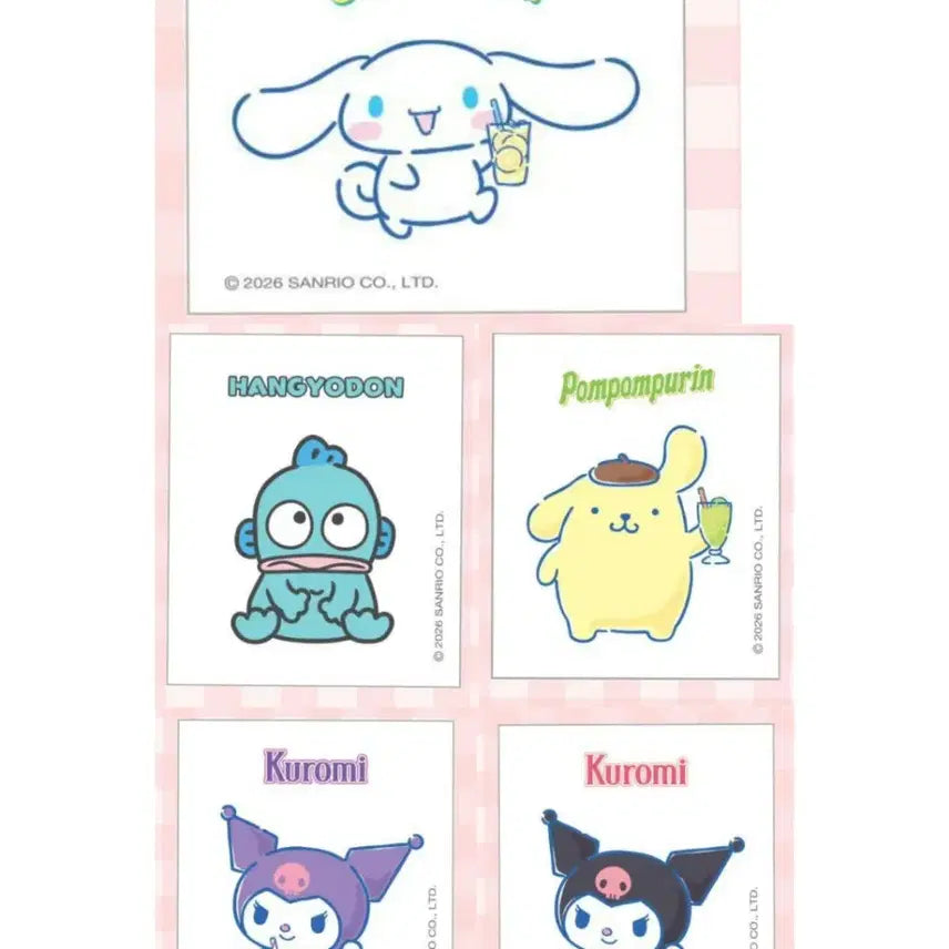 [BUNJANG] Tgen Kombucha Sanrio Ttibu Seal Bundle Set / 티젠 콤부차 산리오 띠부씰 5매 일괄 쿠로미,폼폼푸린,한교동,시나모롤