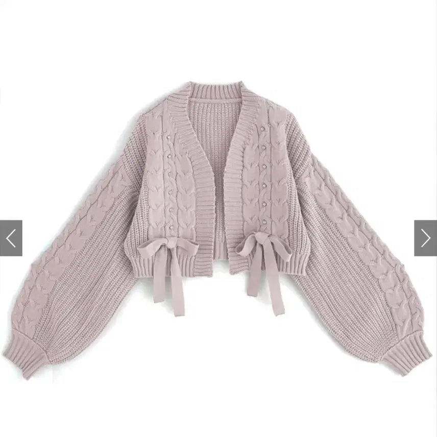 [BUNJANG] GRL Bijou Ribbon Cardigan Pink / grl 그레일 핑크 비쥬 리본 가디건 걸리 양산형