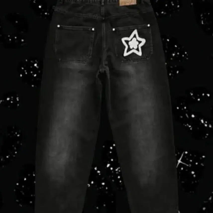 [BUNJANG] Star Team Washed Denim Pants Black / 스타팀 워싱 대님 팬츠 블랙