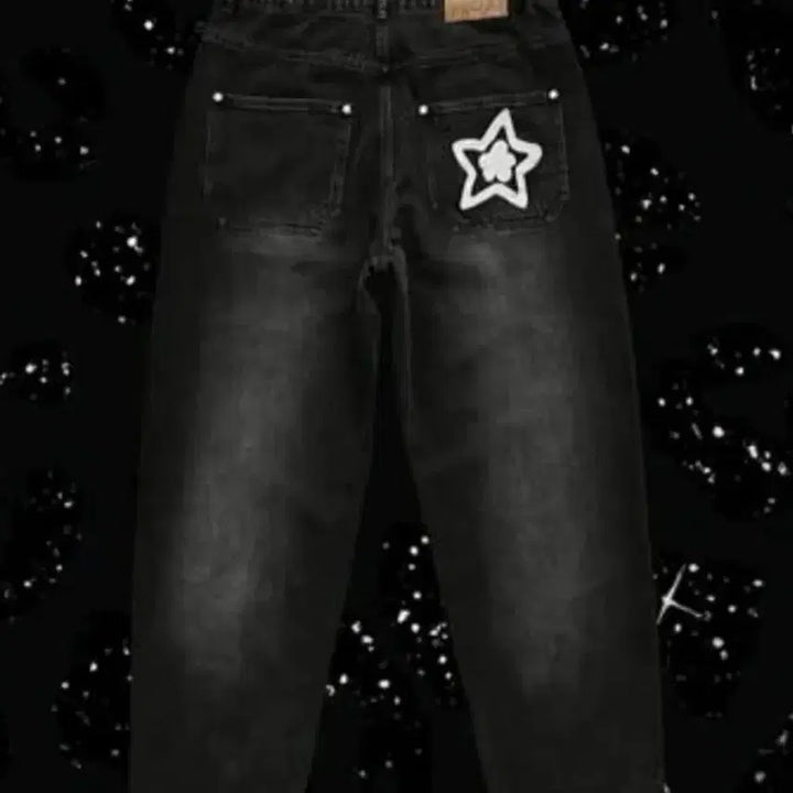 [BUNJANG] Star Team Washed Denim Pants Black / 스타팀 워싱 대님 팬츠 블랙
