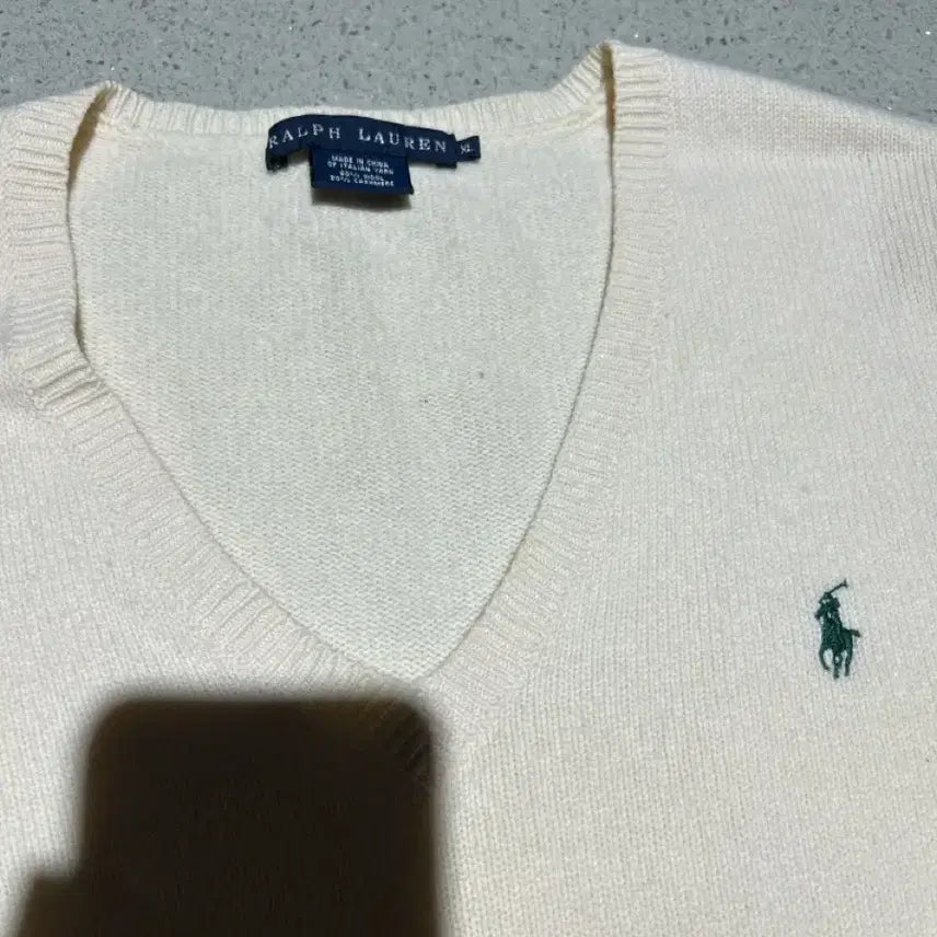 [BUNJANG] Polo Ralph Lauren Ivory V-Neck Knit Sweater XL / 폴로 랄프로렌 아이보리 브이넥 니트