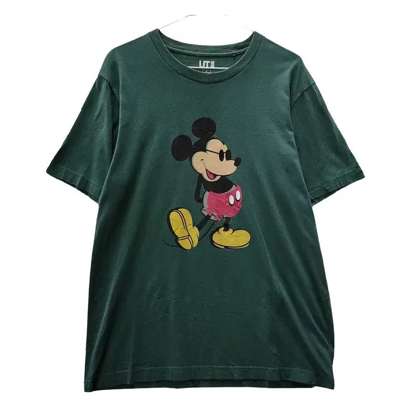 [BUNJANG] Uniqlo Vintage Mickey Mouse T-Shirt / UNIQLO 유니클로 빈티지 미키마우스 딥그린 반팔 티 L