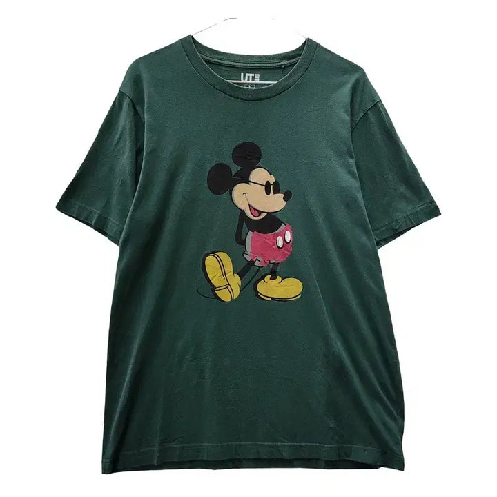 [BUNJANG] Uniqlo Vintage Mickey Mouse T-Shirt / UNIQLO 유니클로 빈티지 미키마우스 딥그린 반팔 티 L