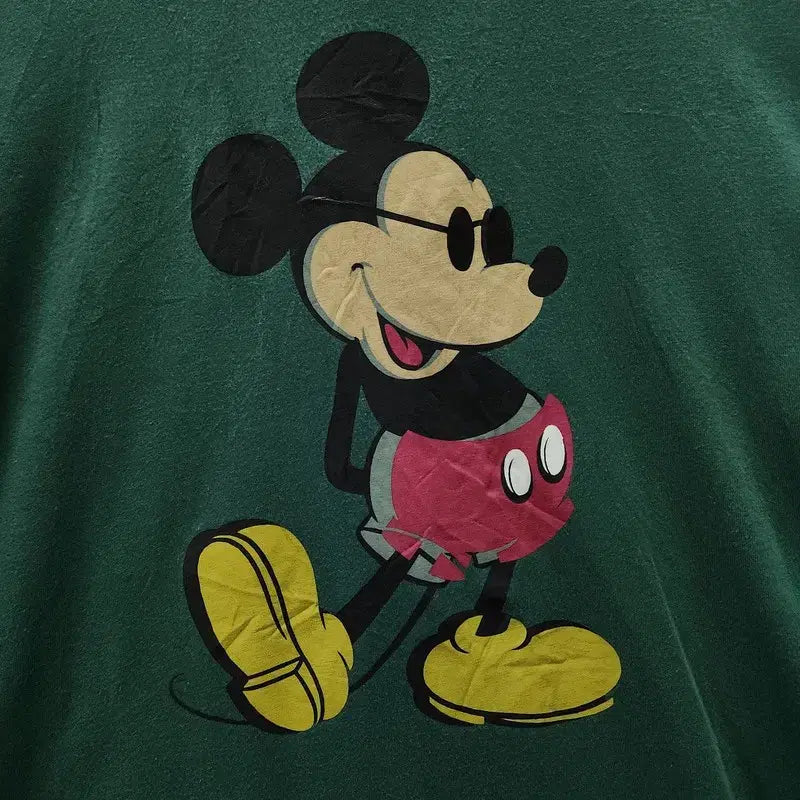 [BUNJANG] Uniqlo Vintage Mickey Mouse T-Shirt / UNIQLO 유니클로 빈티지 미키마우스 딥그린 반팔 티 L