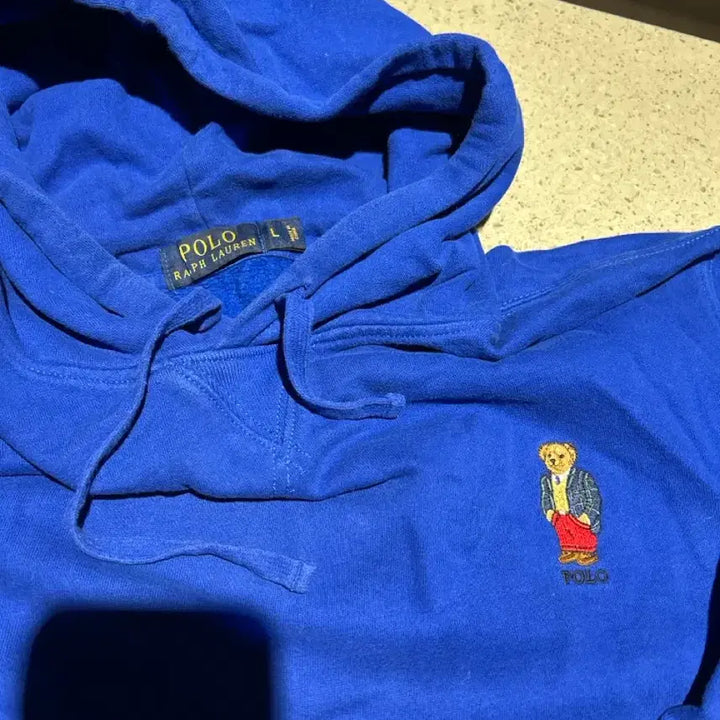 [BUNJANG] Polo Ralph Lauren Blue Polo Bear Hoodie / 폴로 랄프로렌 블루 폴로베어 후드티