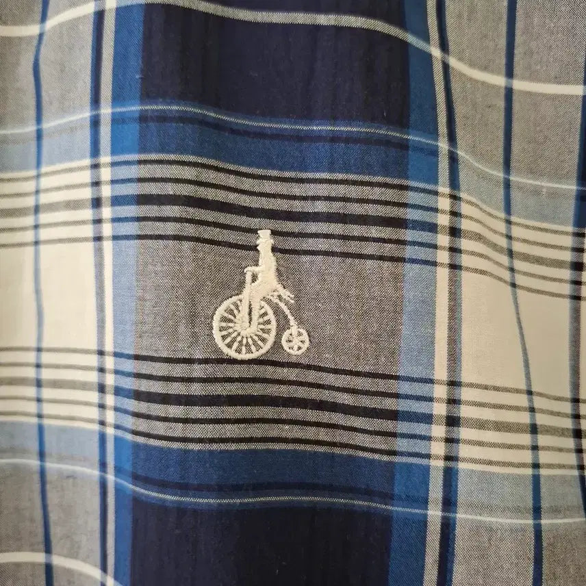 [BUNJANG] Beanpole Blue Check Short Sleeve Shirt / 빈폴 블루 체크 반팔 셔츠