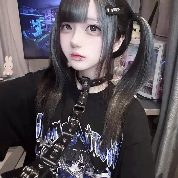 [BUNJANG] Subculture Anime Devil Print Oversized T-Shirt (2 Colors) / 서브컬처 데빌 애니메 프린트 오버사이즈 티셔츠(2컬러)