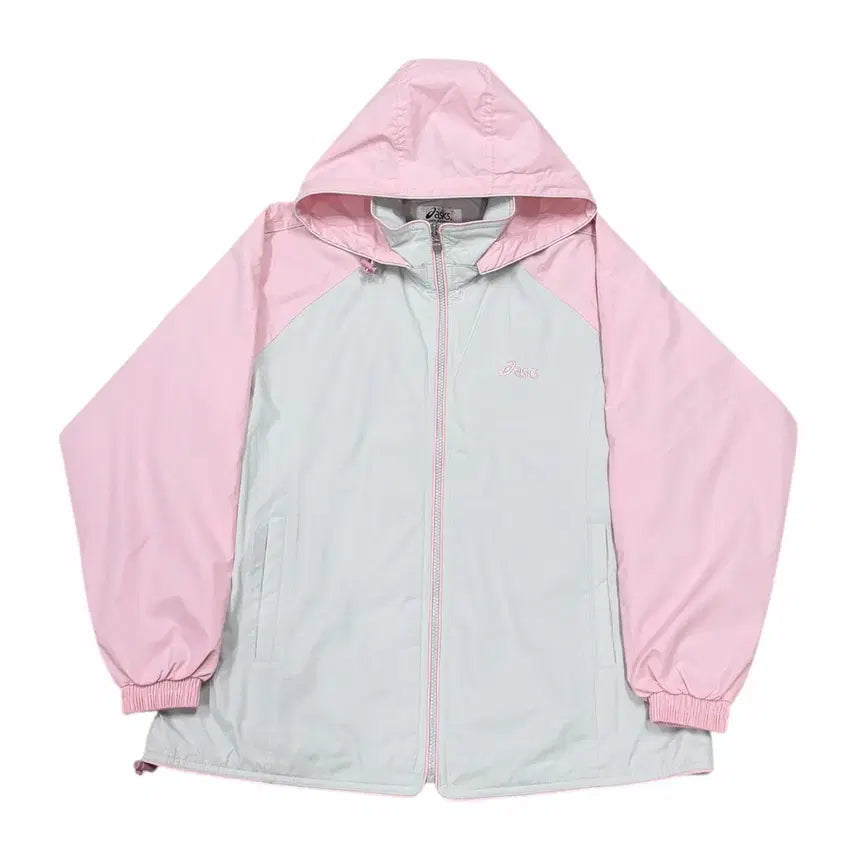 [BUNJANG] Asics Vintage Grey Pink Windbreaker Jacket Y2K / 아식스 빈티지 대장급 그레이 핑크 회핑 바람막이 Y2K 자켓 90