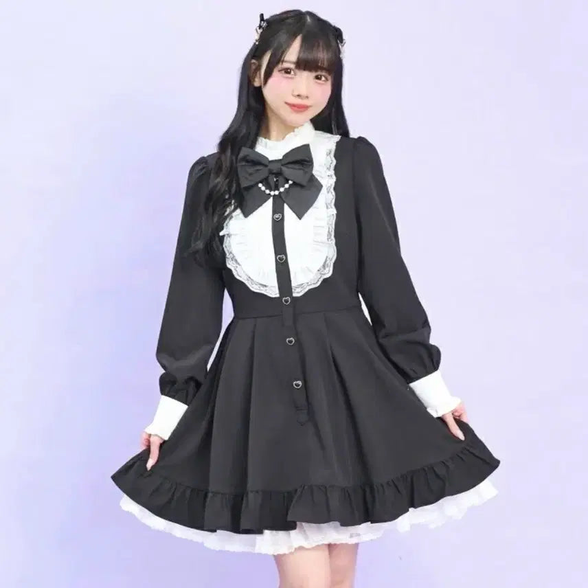 [BUNJANG] Secret Honey Black Frill Dress / 시크릿허니 블랙 프릴 원피스