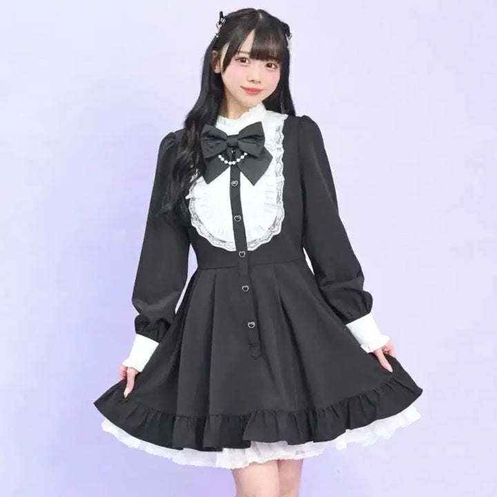 [BUNJANG] Secret Honey Black Frill Dress / 시크릿허니 블랙 프릴 원피스