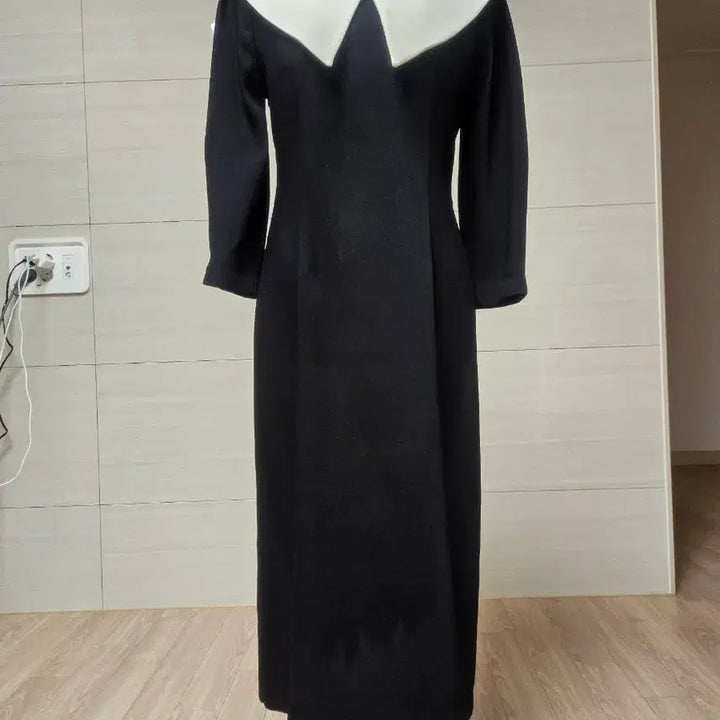 [BUNJANG] The J Double Button-Collar Black Long Dress / (더블제이) 빅카라 블랙 원피스 (새상품)