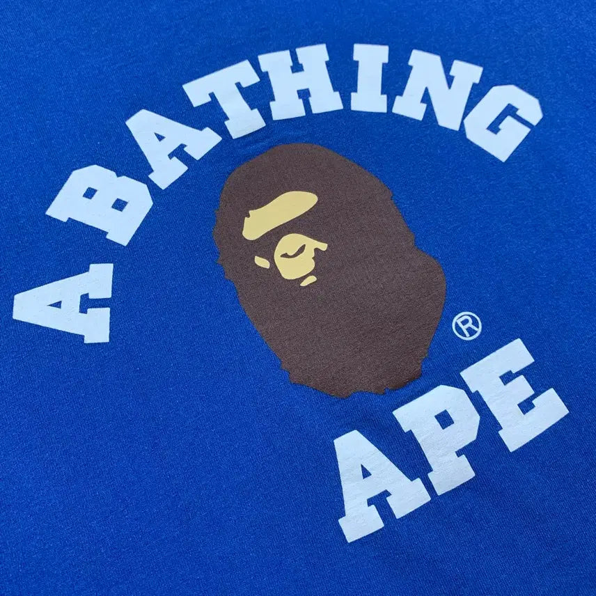 [BUNJANG] BAPE College Long Sleeve T-Shirt Blue / 베이프 컬리지 롱슬리브 티셔츠 블루