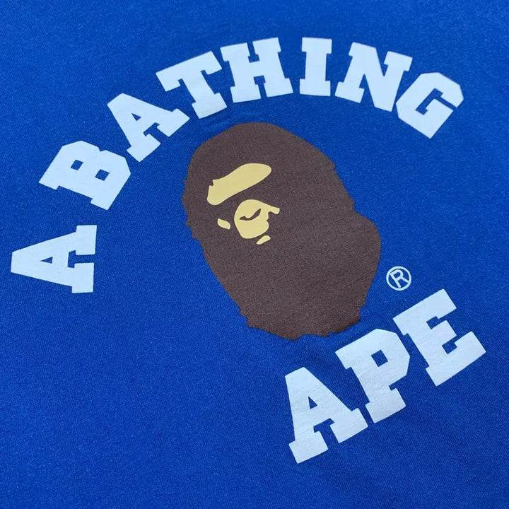 [BUNJANG] BAPE College Long Sleeve T-Shirt Blue / 베이프 컬리지 롱슬리브 티셔츠 블루