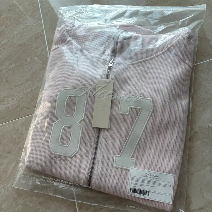 [BUNJANG] Klitsch87 Waffle Zip-Up Hoodie Pink / 클리시어 87 와플 후드집업 새상품