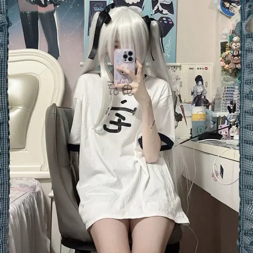 [BUNJANG] Subculture Kanji Print Oversized T-Shirt / 서브컬처 한자 프린트 오버사이즈 티셔츠