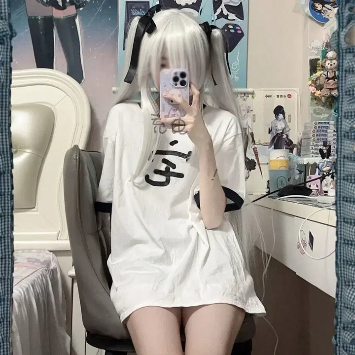 [BUNJANG] Subculture Kanji Print Oversized T-Shirt / 서브컬처 한자 프린트 오버사이즈 티셔츠
