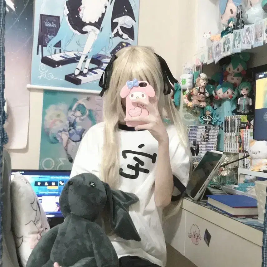 [BUNJANG] Subculture Kanji Print Oversized T-Shirt / 서브컬처 한자 프린트 오버사이즈 티셔츠