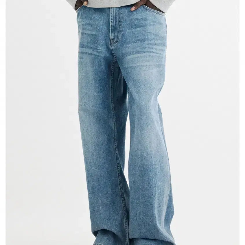 [BUNJANG] Solid Homme Blue Wide Flare Denim Pants S261PT71131L / 솔리드옴므 블루 와이드 플레어 데님 팬츠 S261PT71131L