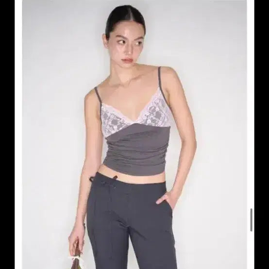 [BUNJANG] Pleats Please Olivia Lace Shirring Sleeveless Top / 플노팔 올리비아 레이스 셔링 슬리브리스 나시 탑