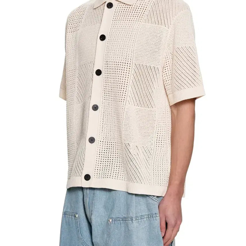 [BUNJANG] Wooyoungmi 25SS Crochet Short Sleeve Cardigan - Ivory / (52) 25ss 우영미 크로셰 숏슬리브 가디건 - 아이보리