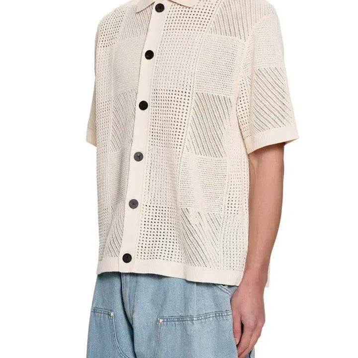 [BUNJANG] Wooyoungmi 25SS Crochet Short Sleeve Cardigan - Ivory / (52) 25ss 우영미 크로셰 숏슬리브 가디건 - 아이보리