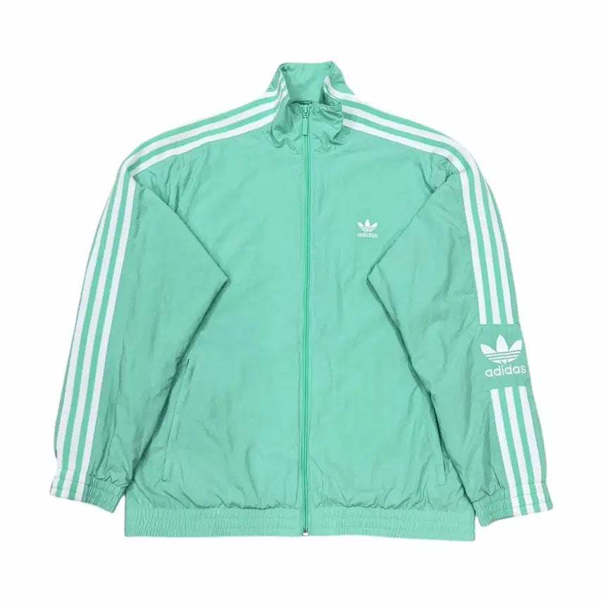 [BUNJANG] Adidas Vintage Lock-Up Three-Stripes Track Top Windbreaker Jacket S / 아디다스 빈티지 락업 삼선 민트 트랙탑 바람막이 자켓 S