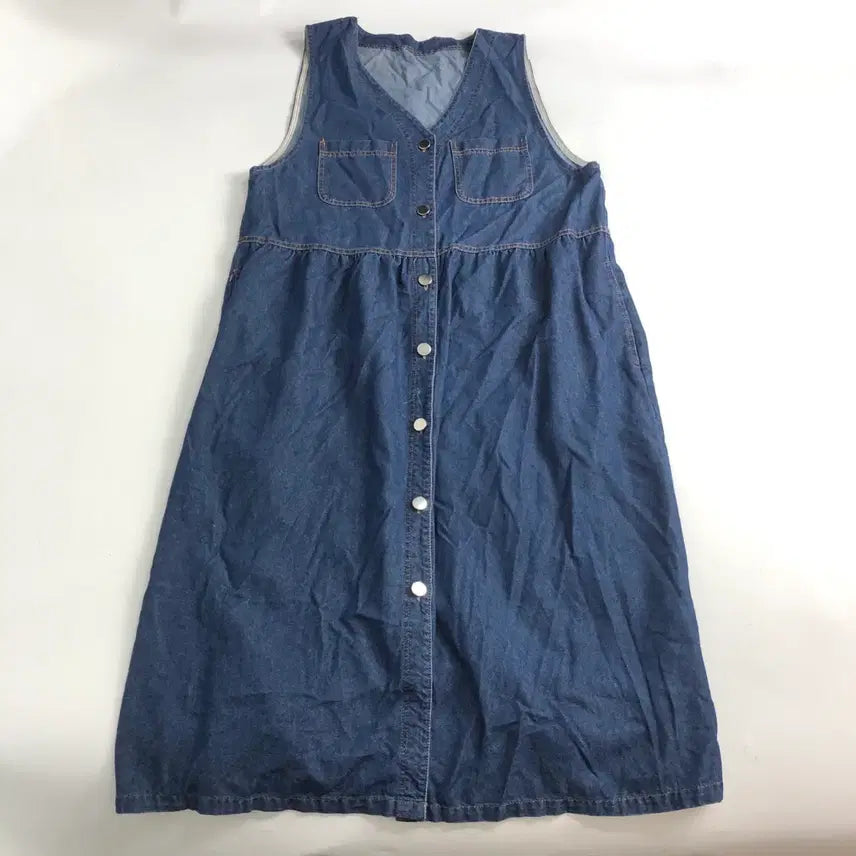 [BUNJANG] Blue Denim Long Dress Vintage Style / 청 데님 롱 원피스 빈티지 스타일