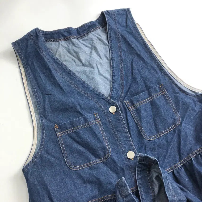 [BUNJANG] Blue Denim Long Dress Vintage Style / 청 데님 롱 원피스 빈티지 스타일