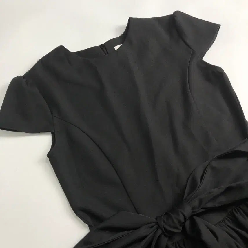 [BUNJANG] Black Ribbon Short Sleeve Dress / 블랙 리본 반팔 원피스
