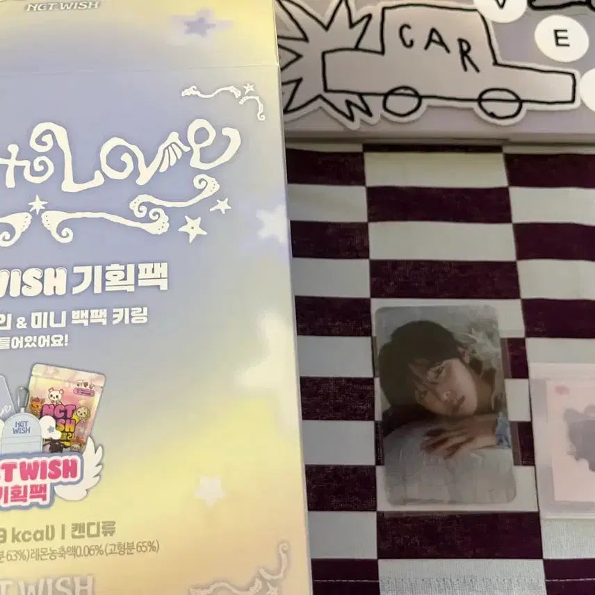 [BUNJANG] NCT WISH Riku Photocard &amp; Kuri Sticker Set / 엔시티위시 세븐일레븐 기획팩 리쿠 버전, 쿠리 띠부씰