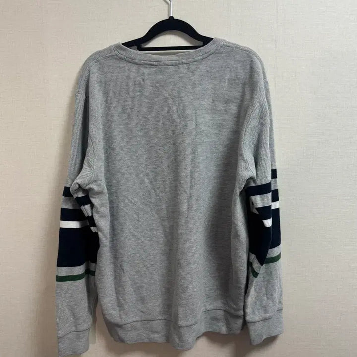 [BUNJANG] Lacoste Grey Striped Sweatshirt US M / 라코스테 그레이 스트라이프 맨투맨 US M