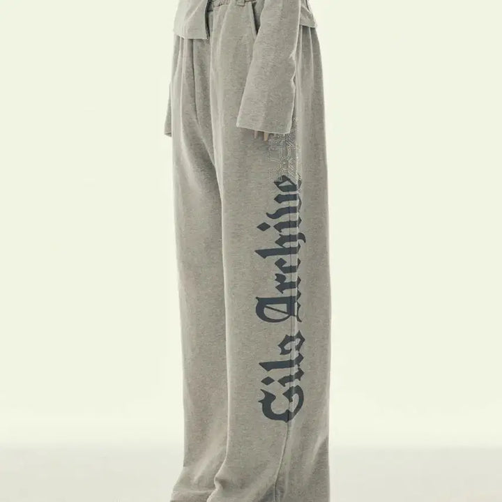 [BUNJANG] GILLIARCHIVE Side Cross Logo Sweatpants Grey / 길라아카이브 side cross logo 스웻팬츠 트레이닝팬츠