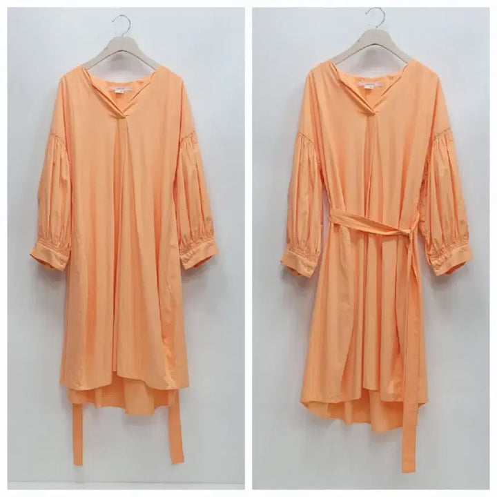 [BUNJANG] JUCY JUDY Puff Sleeve Rayon Dress Apricot / JUCY JUDY 쥬시쥬디 소매 퍼프 레이온 원피스 / 여 85 살구색