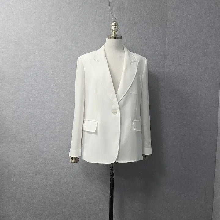[BUNJANG] Stefanel White Single Jacket Size 66 / 미사용/  스테파넬 화이트 싱글 자켓