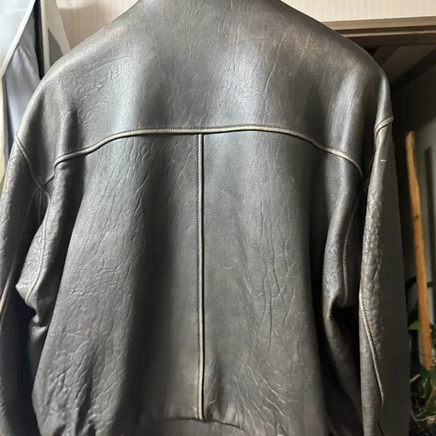 [BUNJANG] COER Vintage Shelter Neck Collar Leather Jumper Size L / 쿠어 빈티지 쉘터 넥 카라 레더 점퍼 L 사이즈