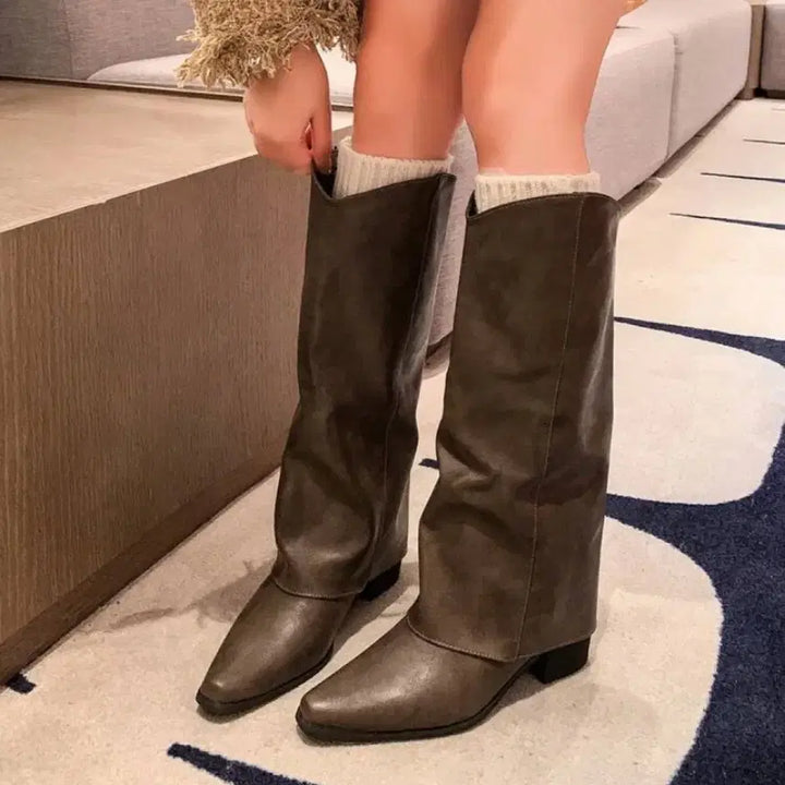 [BUNJANG] Brown Long Western Style Boots / 브라운 롱 부츠 웨스턴 스타일 여성용