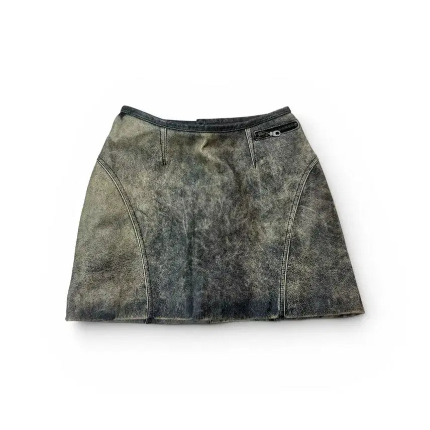 [BUNJANG] 100% Real Leather Mini Skirt (Size S) / 소가죽 미니스커트