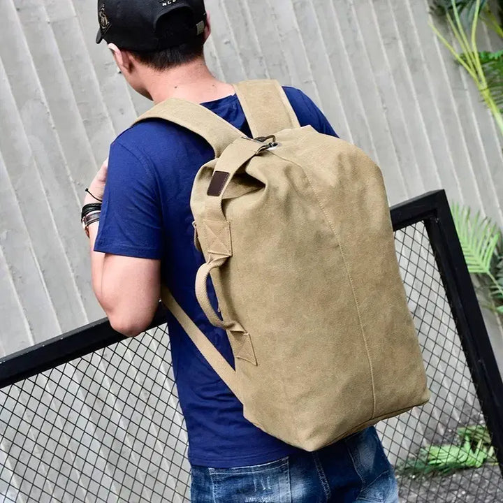[BUNJANG] Canvas Duffle Bag Backpack - Khaki, Large Size / 캔버스 더플백 백팩 카키색 / 빅사이즈