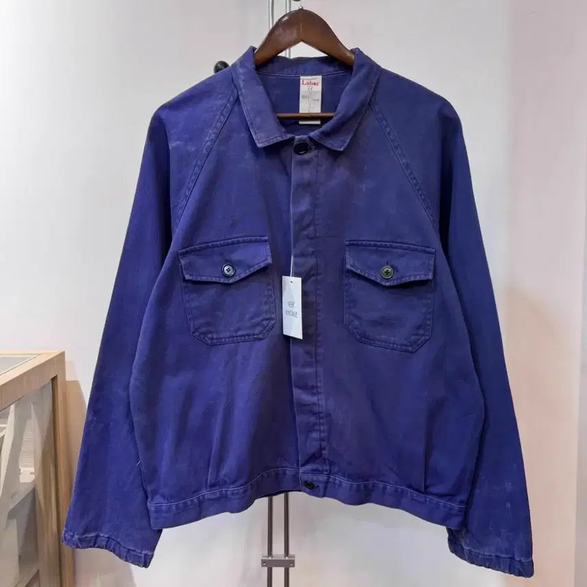 [BUNJANG] 90s European French Work Jacket Indigo Two-Pocket Short Version / 90s 유러피안 프렌치 워크자켓 (인디고 / 투포켓 숏 버전)