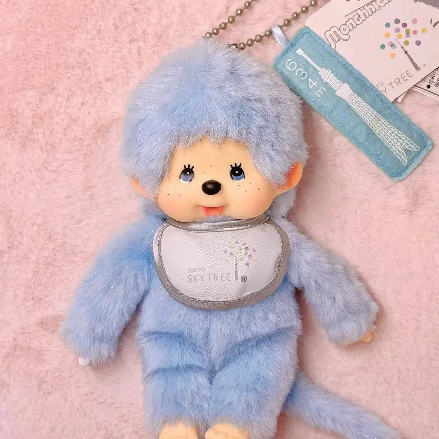 [BUNJANG] Monchhichi Sparkling Fur Blue Eyes S Size Charm / 레어! 도쿄 스카이트리 몬치치 (반짝이털)
