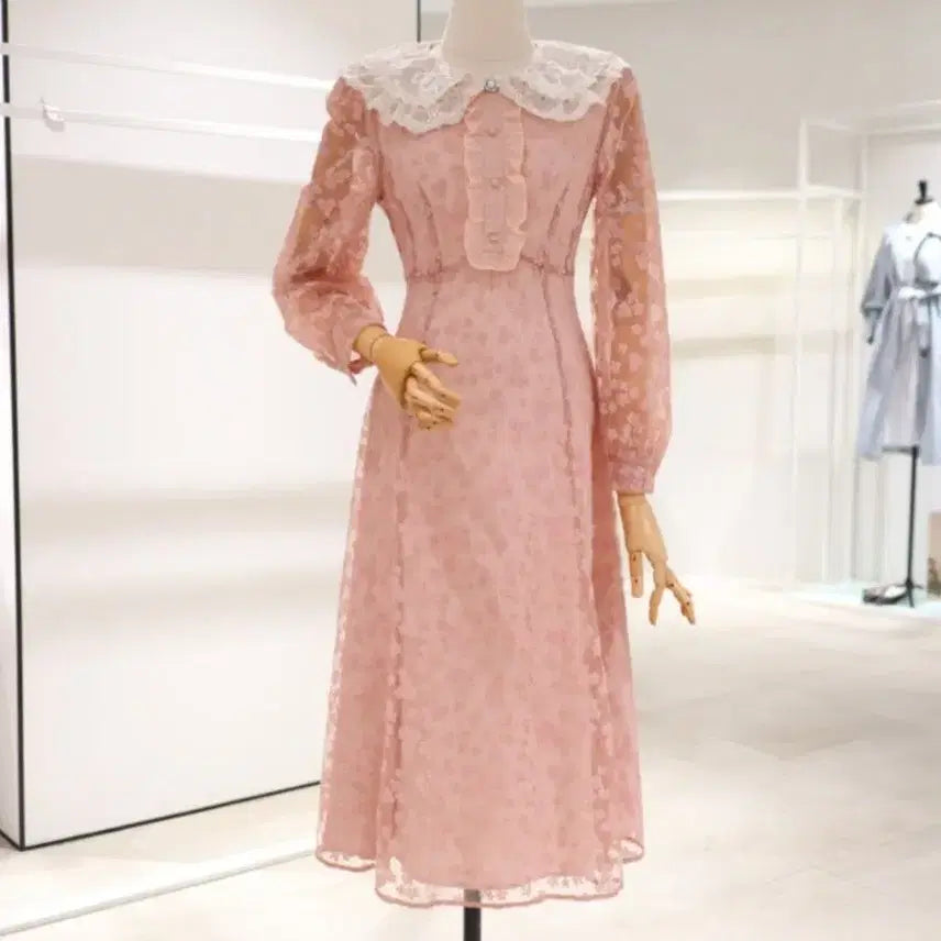 [BUNJANG] MICHAA Lace Patch Collar Dress - Pink, Size 44 / 잇미샤 레이스패치 카라 원피스 44사이즈