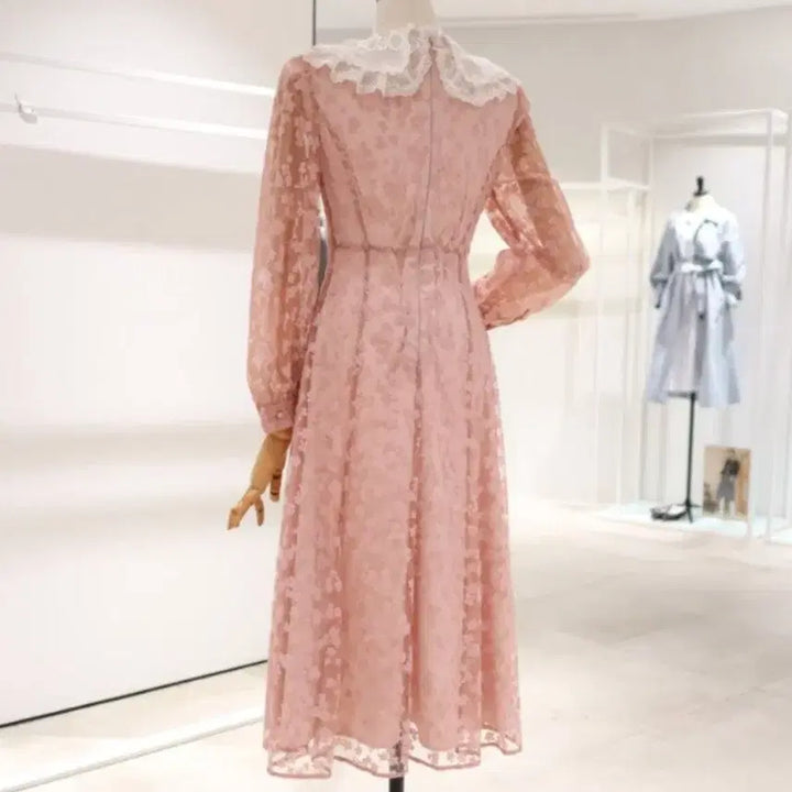 [BUNJANG] MICHAA Lace Patch Collar Dress - Pink, Size 44 / 잇미샤 레이스패치 카라 원피스 44사이즈