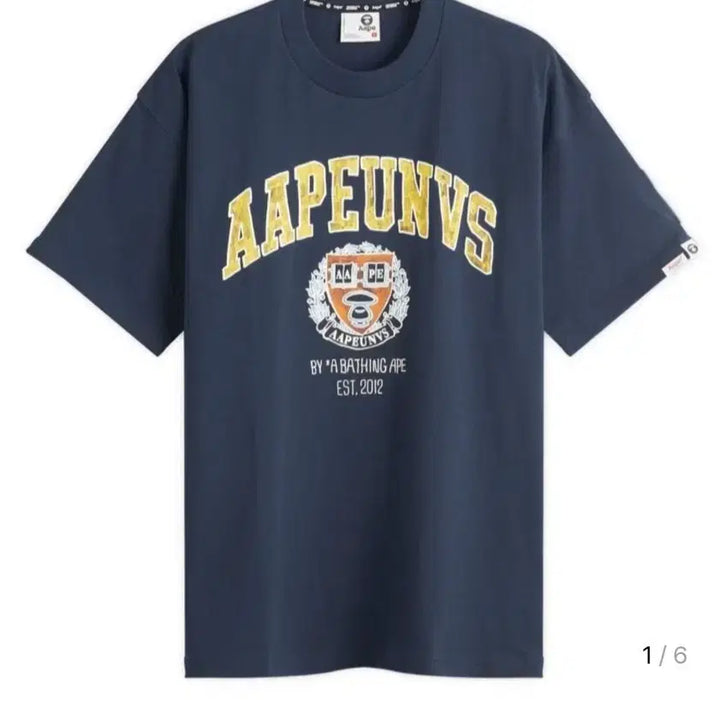 [BUNJANG] Aape by Bape University Logo Short Sleeve T-Shirt - Size L / 국내매장 aape bape 에이프 베이프 대학로고 프린팅 반팔 티셔츠 L