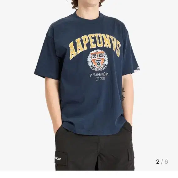 [BUNJANG] Aape by Bape University Logo Short Sleeve T-Shirt - Size L / 국내매장 aape bape 에이프 베이프 대학로고 프린팅 반팔 티셔츠 L