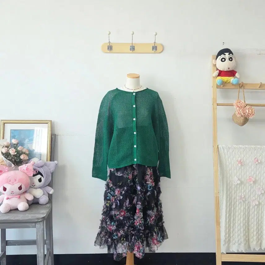 [BUNJANG] ATG Green Mesh Cardigan / 빈티지 만원샵 ATG 그린 그물 가디건