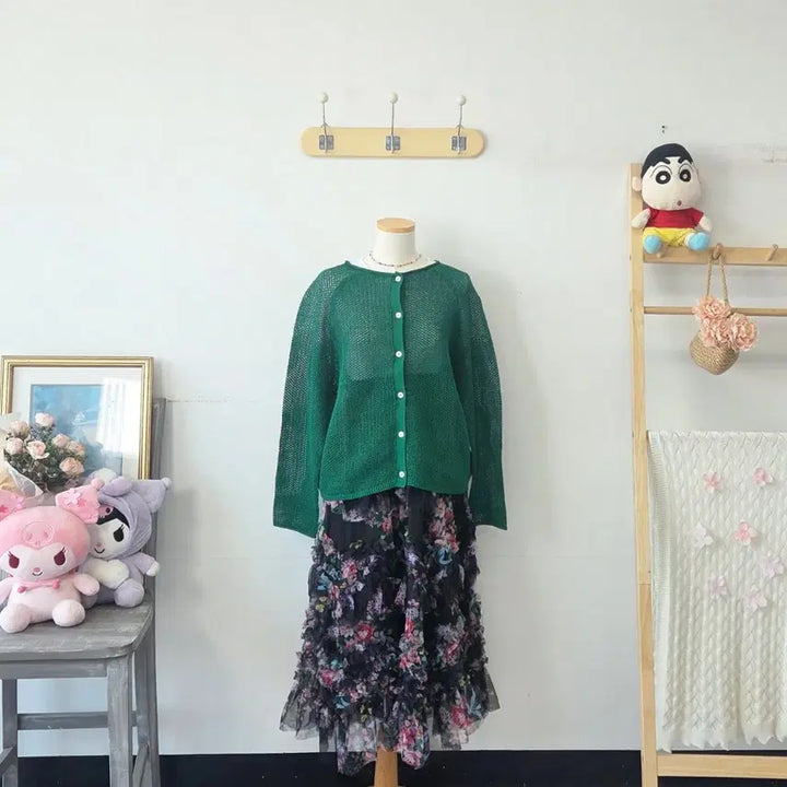 [BUNJANG] ATG Green Mesh Cardigan / 빈티지 만원샵 ATG 그린 그물 가디건