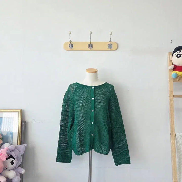 [BUNJANG] ATG Green Mesh Cardigan / 빈티지 만원샵 ATG 그린 그물 가디건