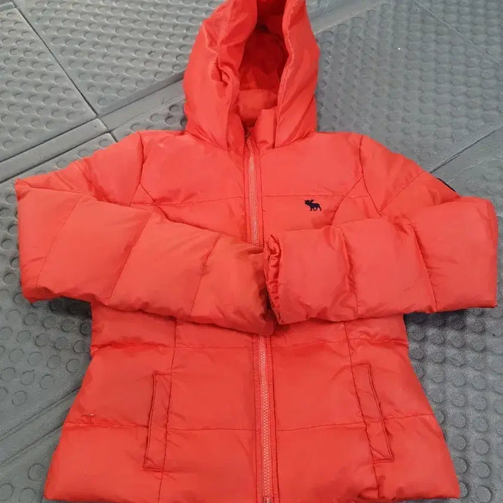 [BUNJANG] Abercrombie Orange Hooded Padded Jumper / 아베크롬비 오렌지 후드 패딩 점퍼